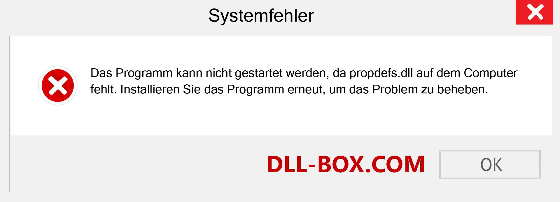 propdefs.dll-Datei fehlt?. Download für Windows 7, 8, 10 - Fix propdefs dll Missing Error unter Windows, Fotos, Bildern